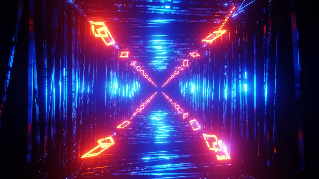 4k 3D animation. Flight in abstract sci-fi tunnel seamless loop. Futuristic motion graphics, high tech background