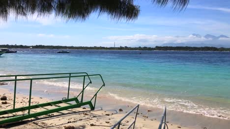 turquoise water on the shore of the island gili trawangan, bali, lombok, indonesia