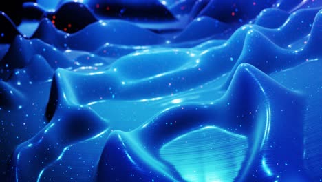 fantástico azul festivo bg. elegante fondo en bucle abstracto, las olas se mueven en una superficie brillante como un paisaje hecho de cera azul líquida con chispas. hermoso fondo suave con animación suave 4k