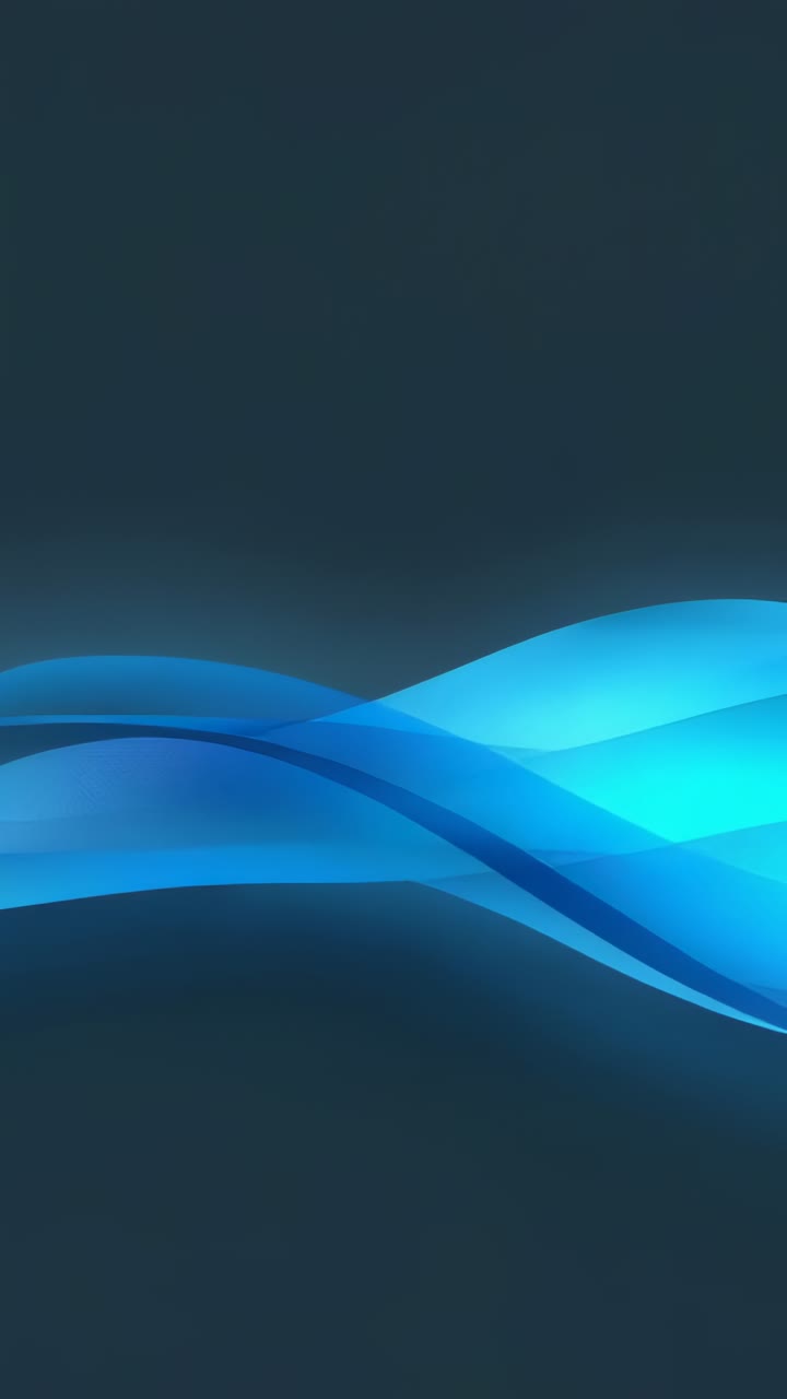 Vertical video: Loop starting moving layered blue ribbons across teal field, pulsing glow backdrop