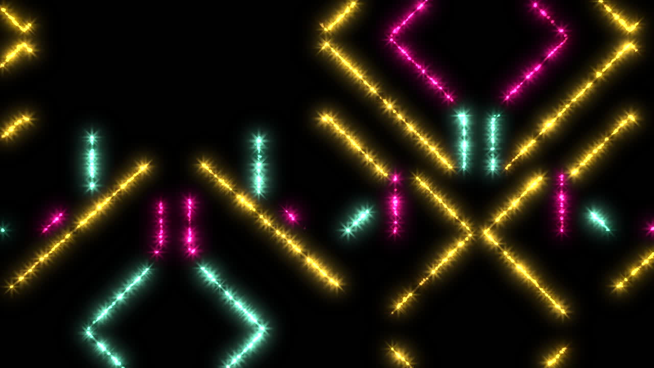 Dynamic neon zigzag pattern on black background