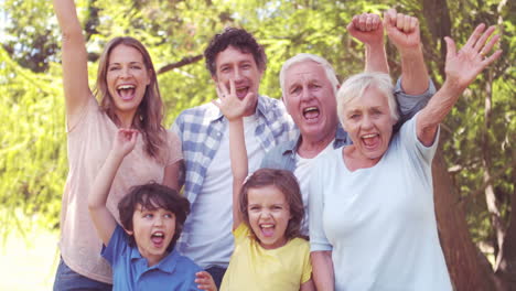 Glückliche-Familie,-Die-Gemeinsam-Die-Arme-Hebt