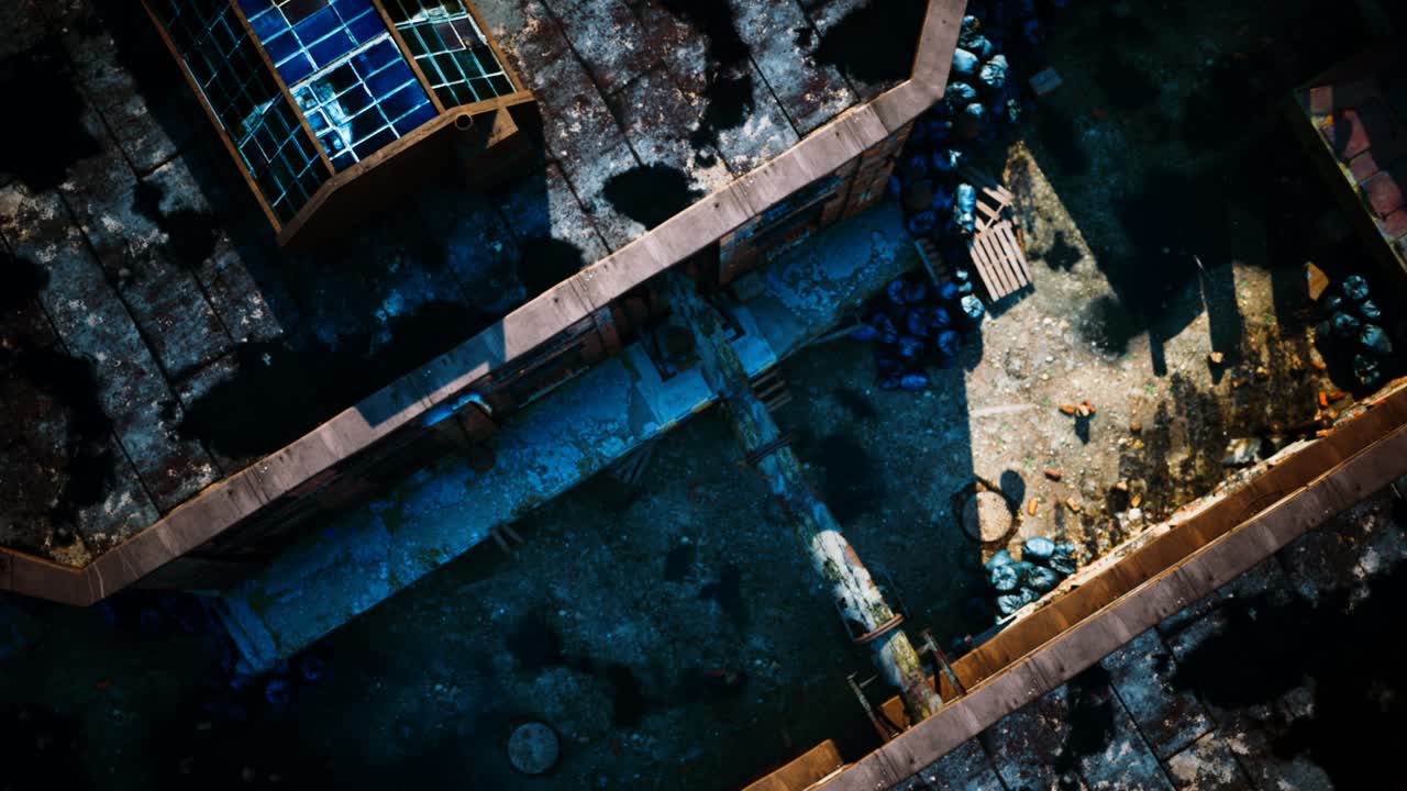 aerial view of abandoned old factory