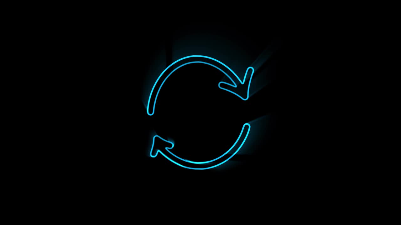 Glowing neon line Arrow icon isolated on black background. Direction Arrowhead symbol. Motion graphics