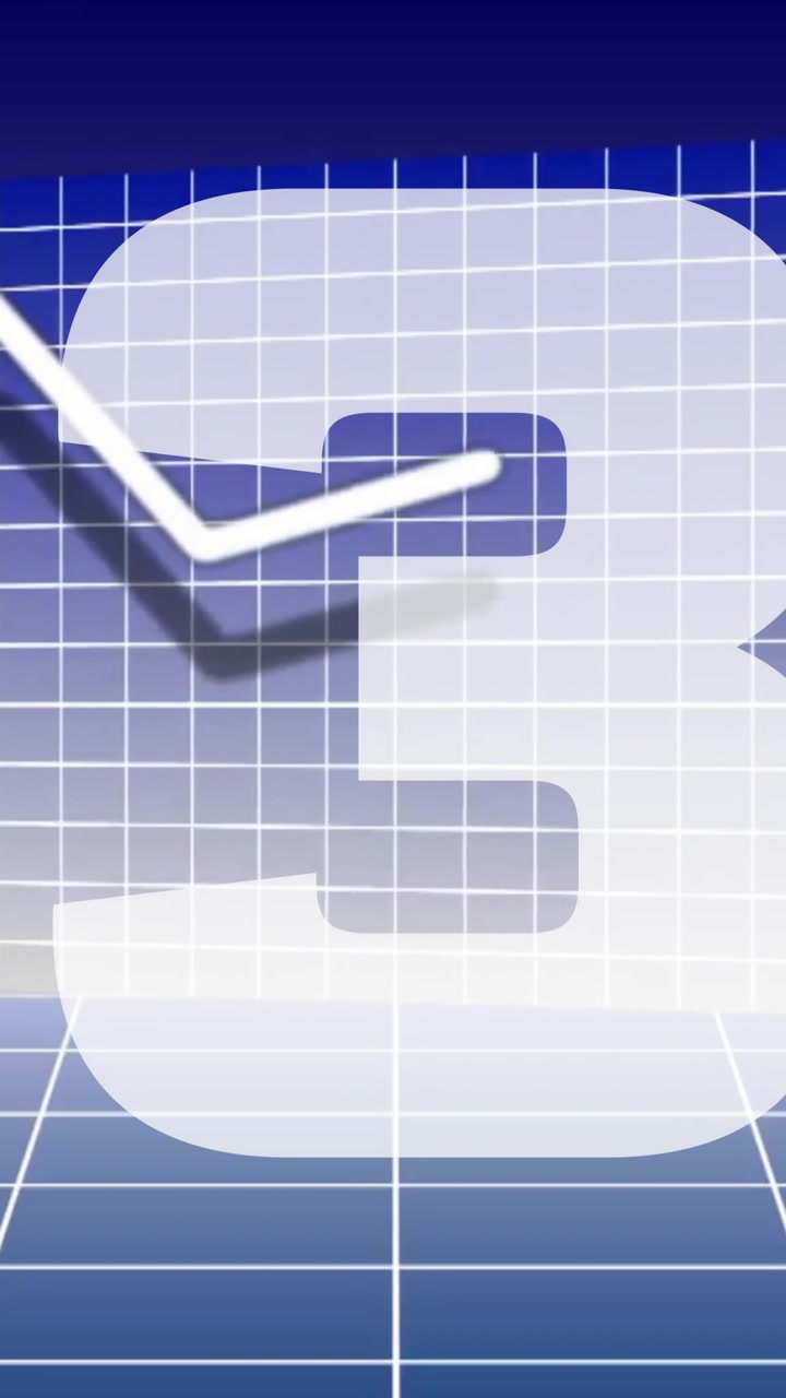 Rising graph animation over grid background with number five prominently displayed