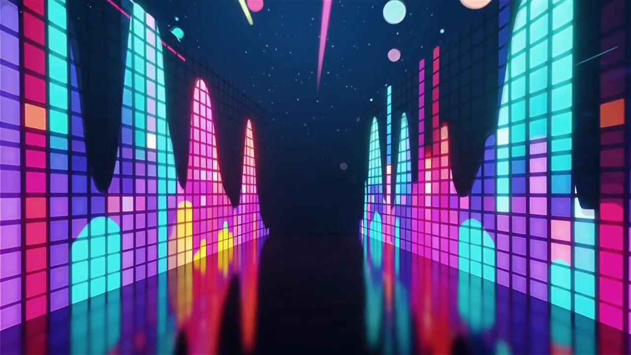 Futuristisk regnbuefarvet neon musik equalizer visualisering baggrund.