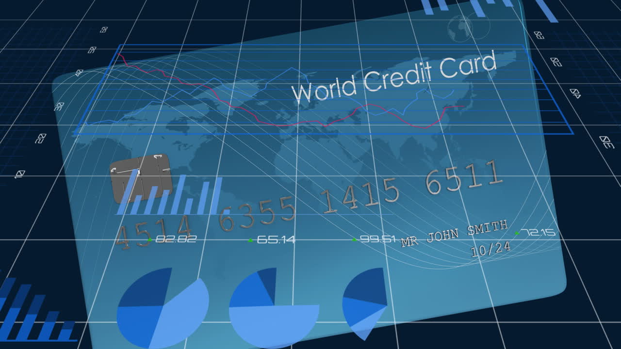 Animation of financial data processing over credit card