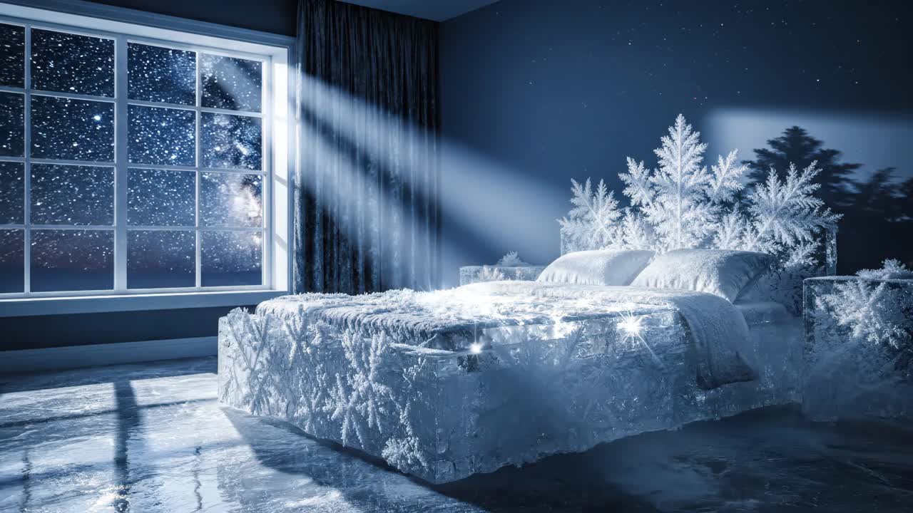 Ice Bed in a Winter Bedroom