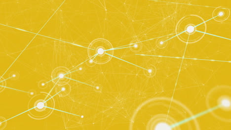 animation of network of connections with icons over yellow background