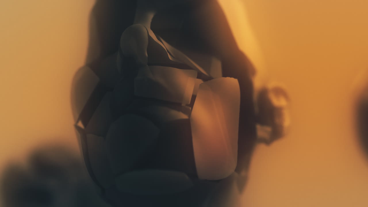 Crushed android heads on spikes on the yellow background