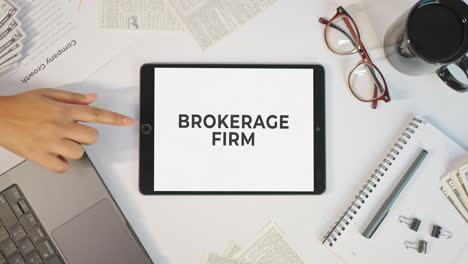 brokerage firm displaying on a tablet screen