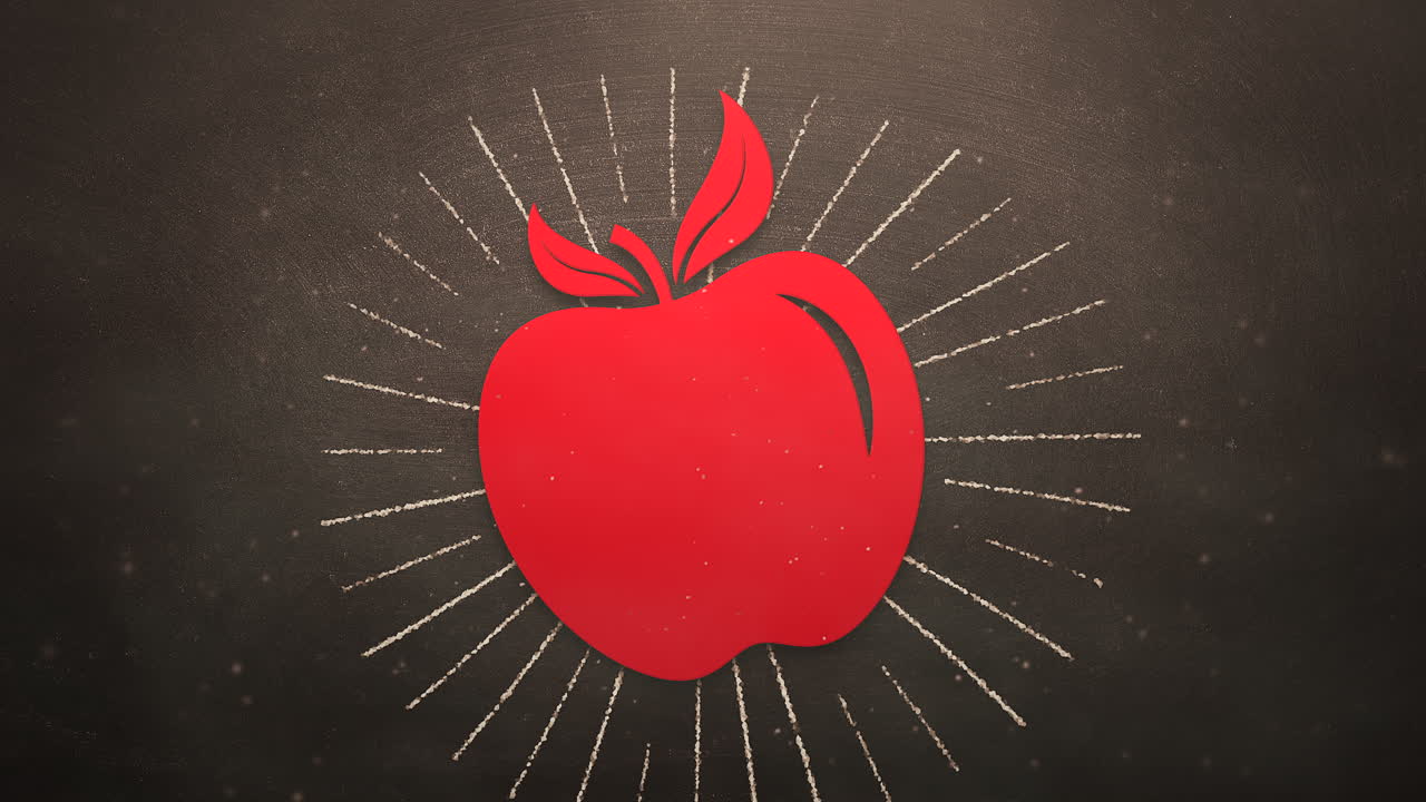 movimiento de primer plano del fondo de educación de elementos escolares con apple 3