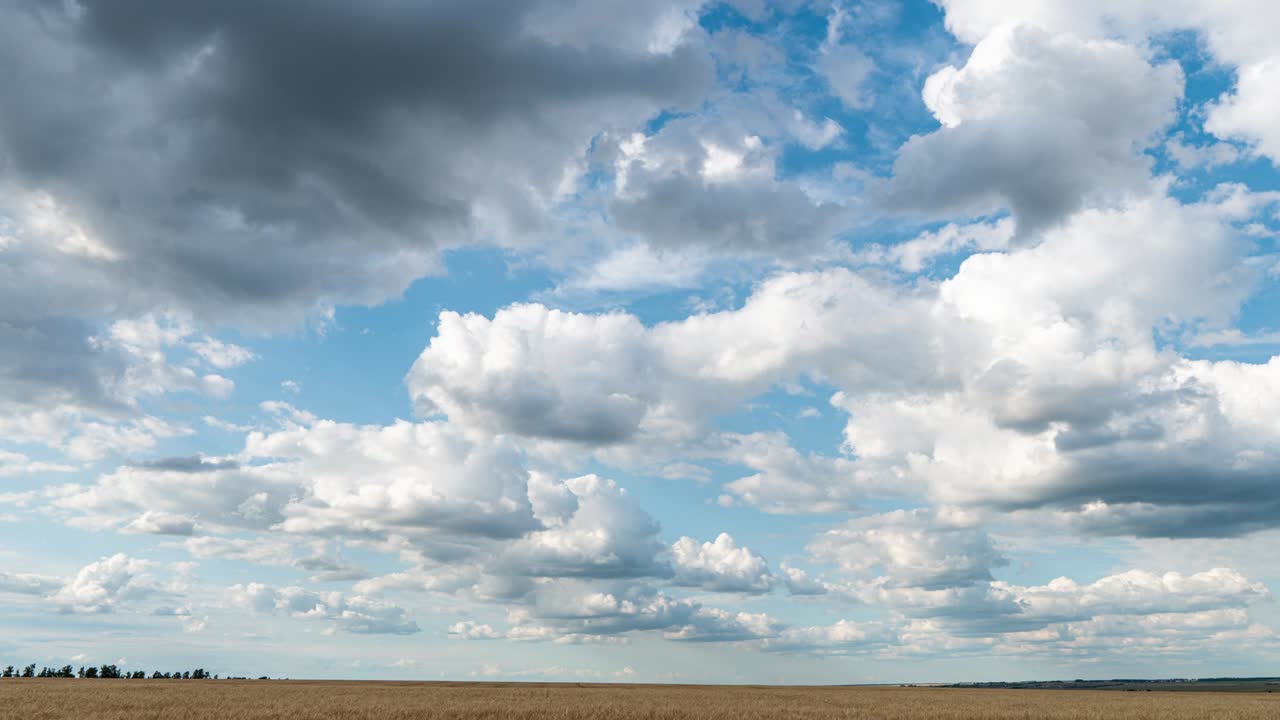 hermosas nubes en el campo, lapso de tiempo, verano hermoso paisaje, bucle de video