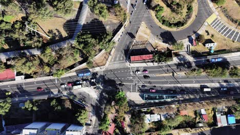 drone footage of a busy intersection in mexico city
