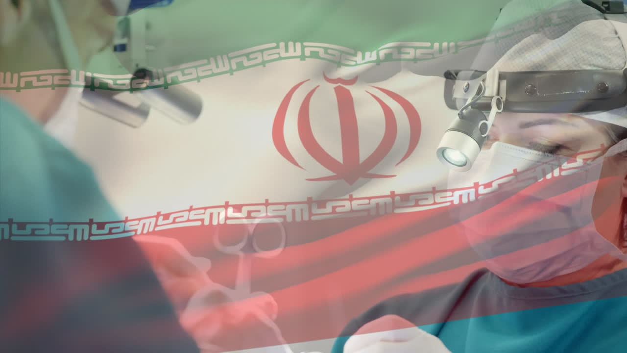 수술실에서 외과 의사 들 위 에 이란 의  ⁇ 발 이 흔들리는 애니메이션