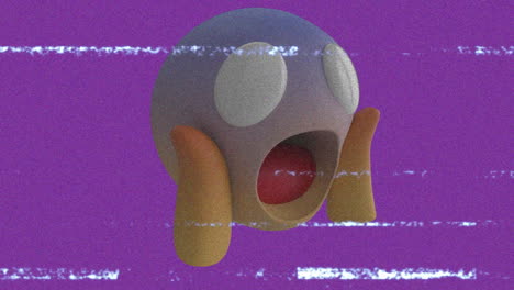 animación del icono emoji asustado sobre la pantalla con ruido