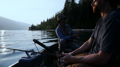 two fishermen fishing in the river 4k