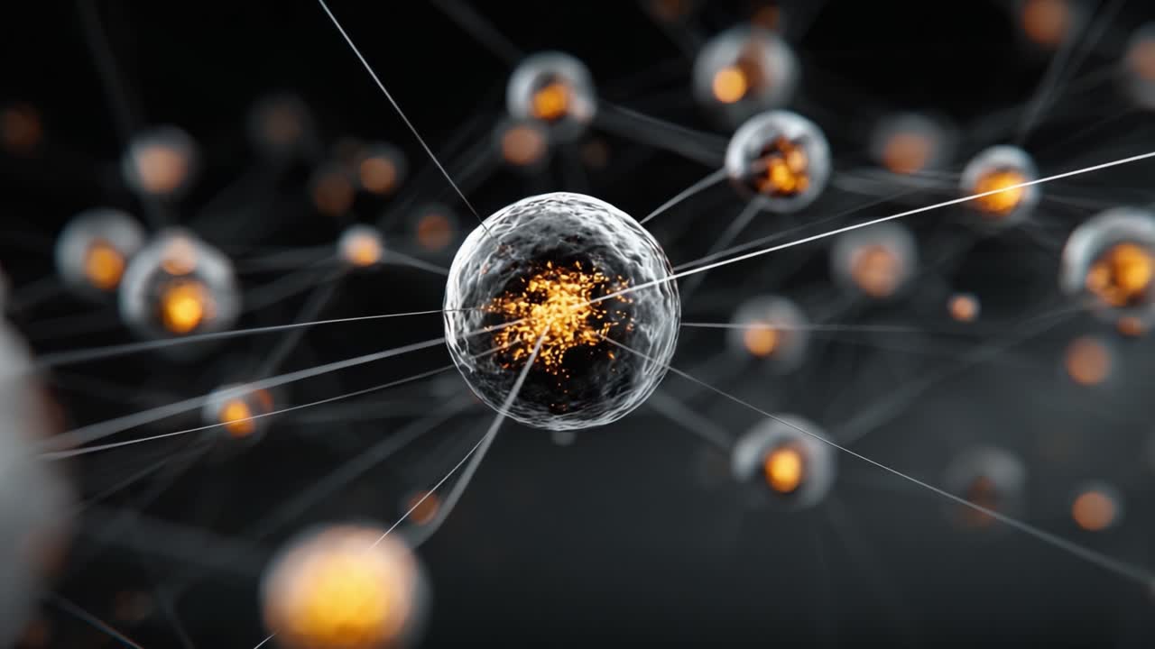 A Captivating Exploration of Molecular Structures: Detailed Analysis of Interconnected Cells and Their Intricate Designs Illuminated by Vibrant Particles