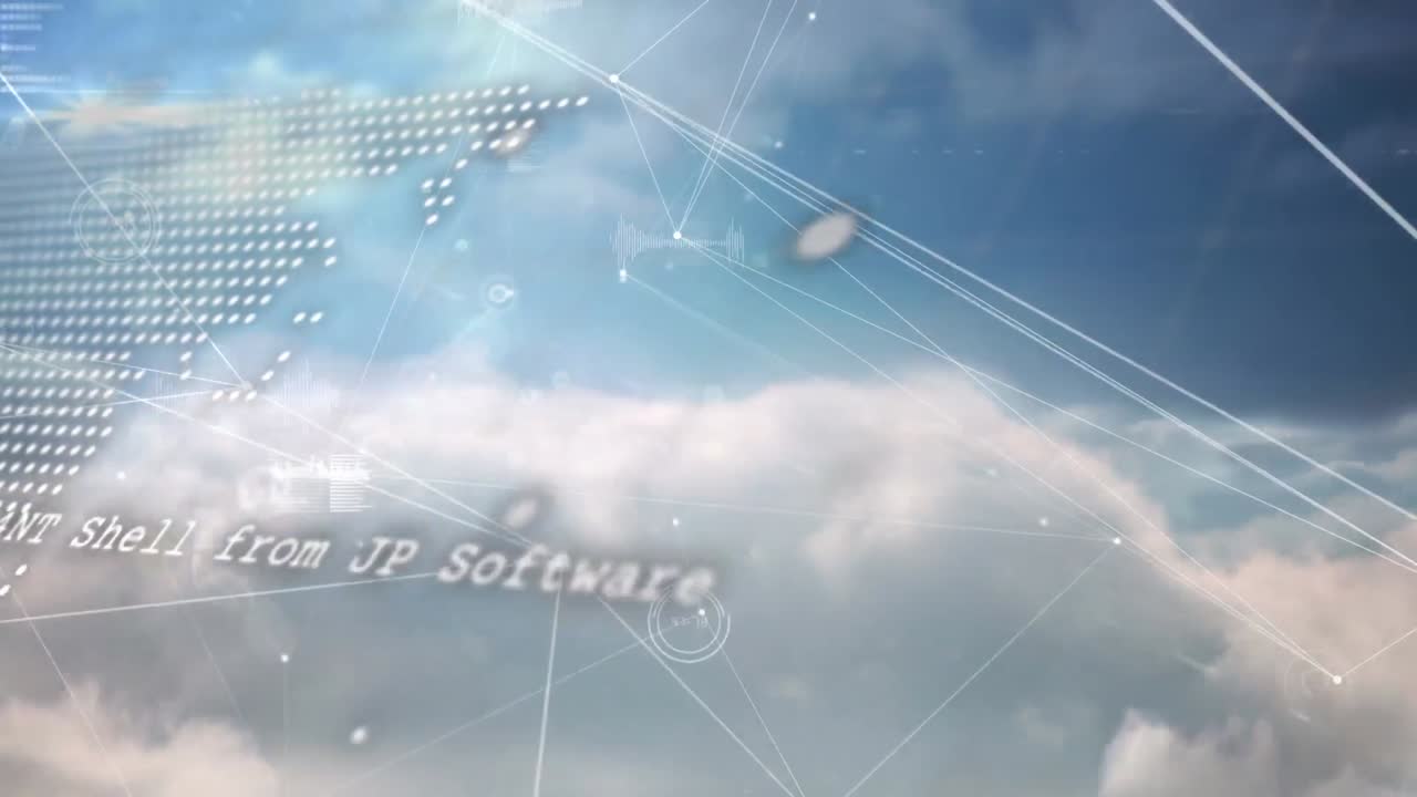 animación de datos, red de conexiones sobre el mapa del mundo