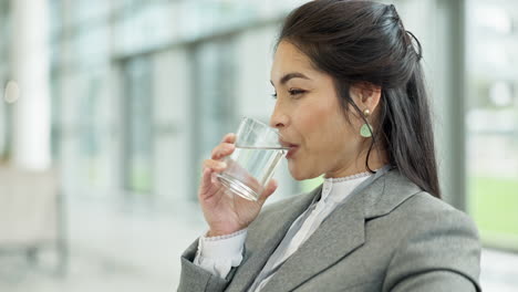 Business,-drinking-water-and-woman-with-health