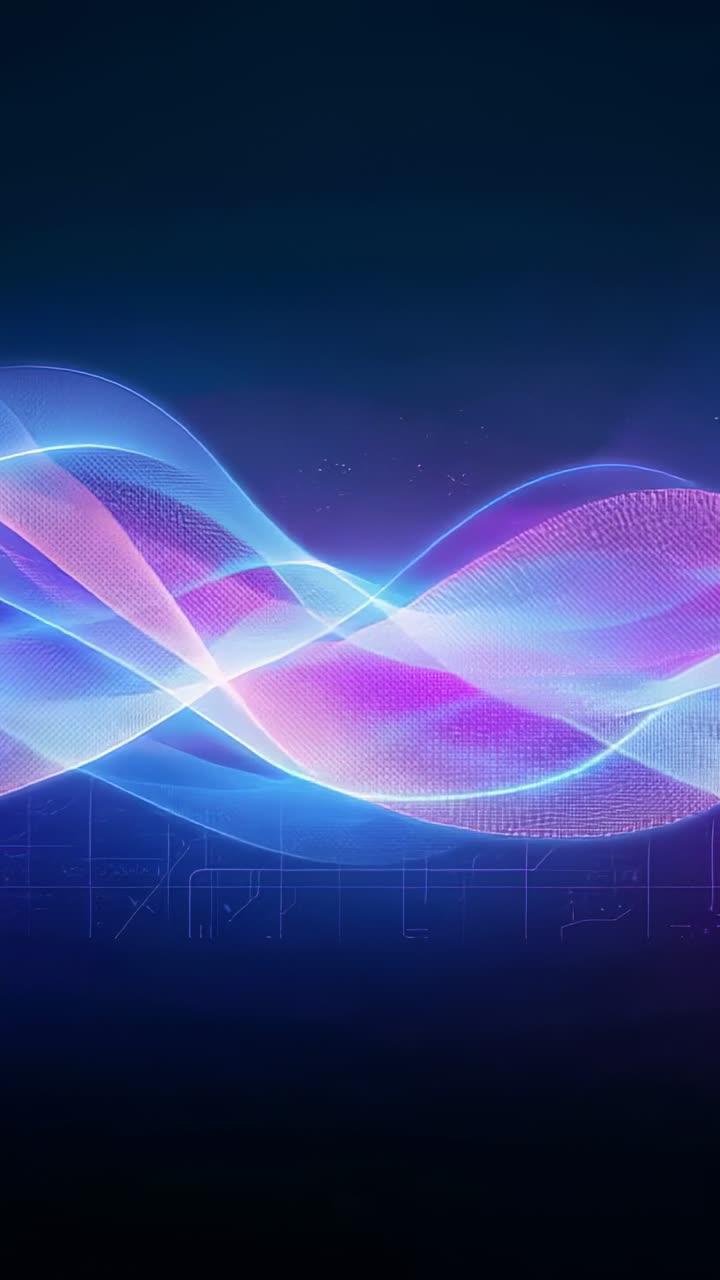 Vertical video: Starting play, ribbon waveform phasing on dark canvas with grid nodes to show data
