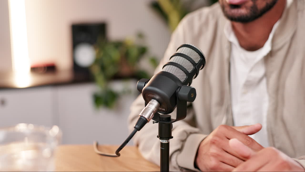Podcast recording with microphone