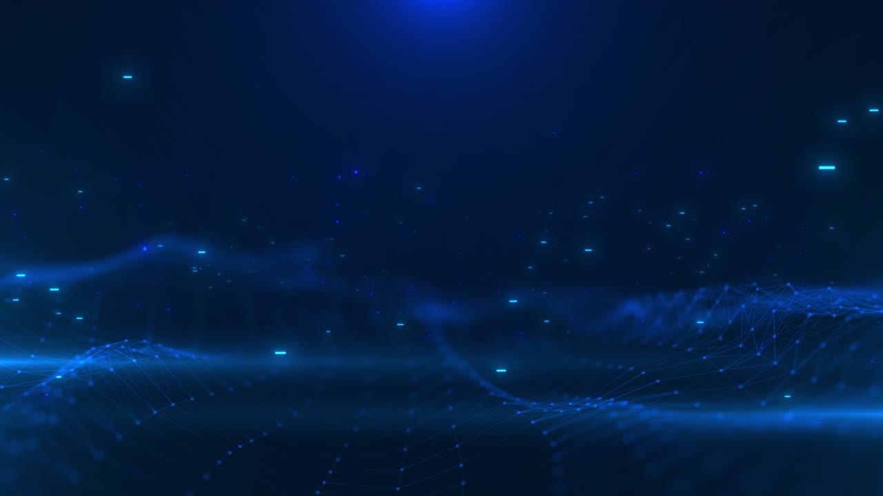 Paesaggio digitale futuristico, numeri blu su sfondo scuro di energia neurale, tecnologia cibernetica e dati.