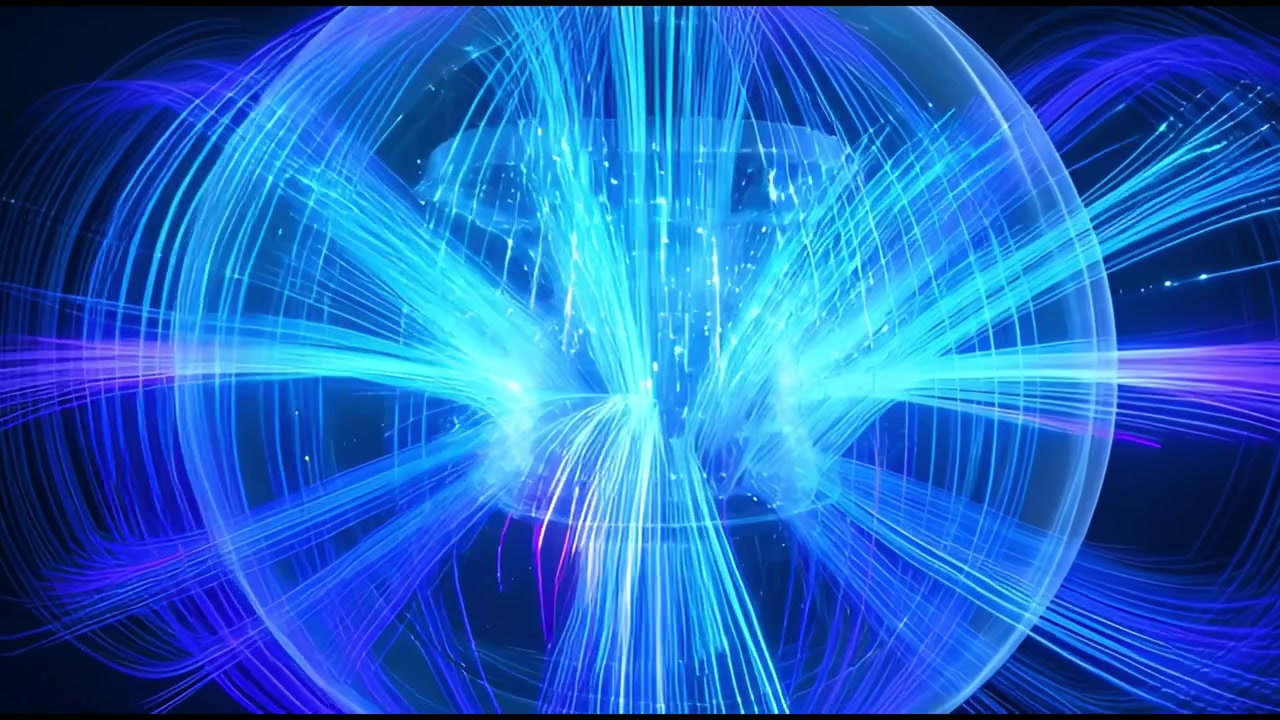 Dynamic Blue Light Beams Radiating from a Spherical Core