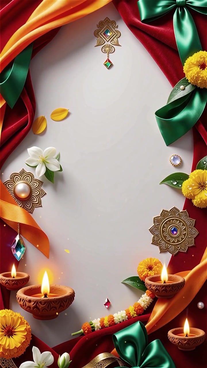 Sfondo del Festival Diwali con lanterne e decorazioni tradizionali Diyas.