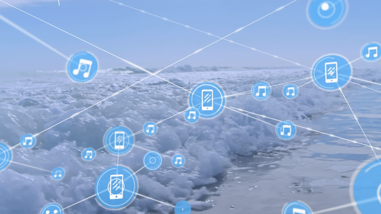 바다의 파도와 해변의 시야에 대한 프로필 아이콘 네트워크의 애니메이션