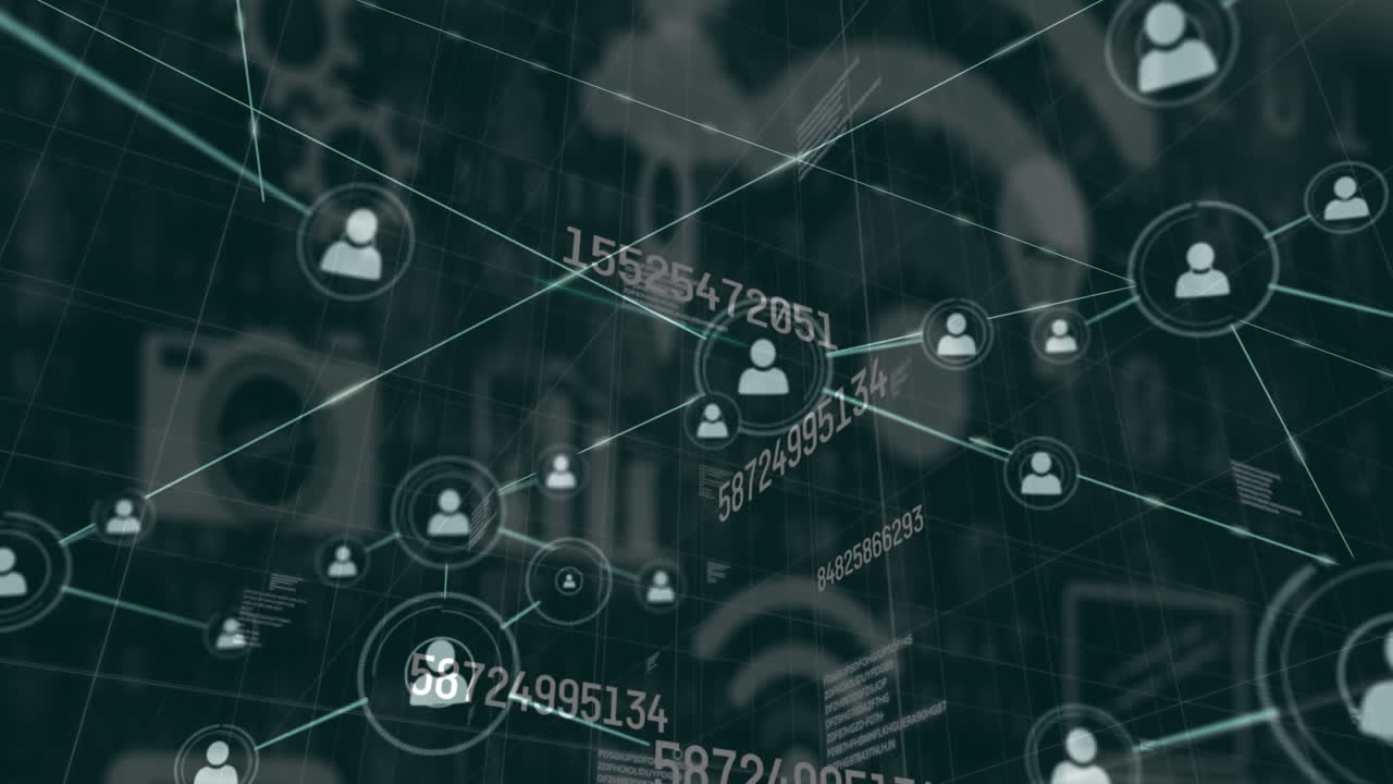 animación de números cambiantes y red de conexiones