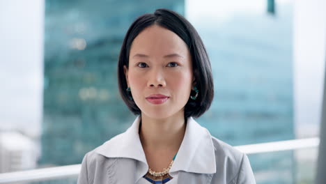 business woman, worker and asian face closeup