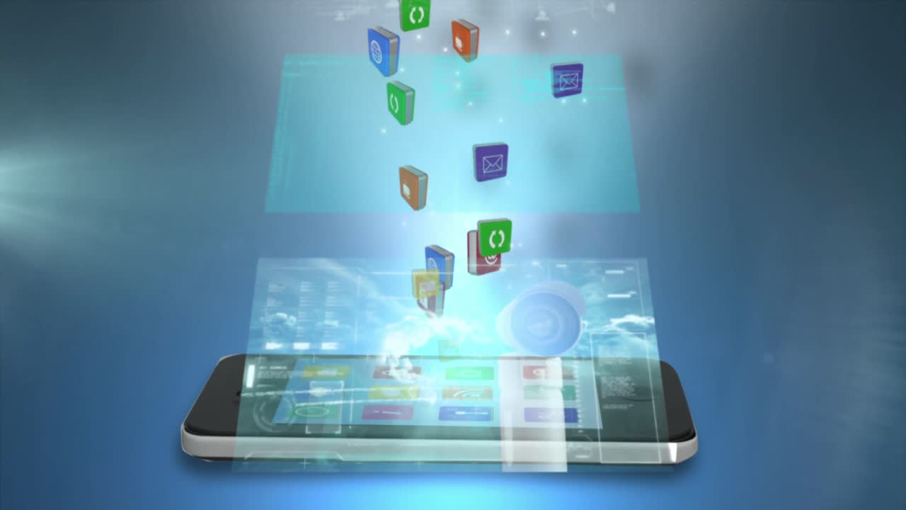 스마트 폰을 통해 디지털 화면의 애니메이션