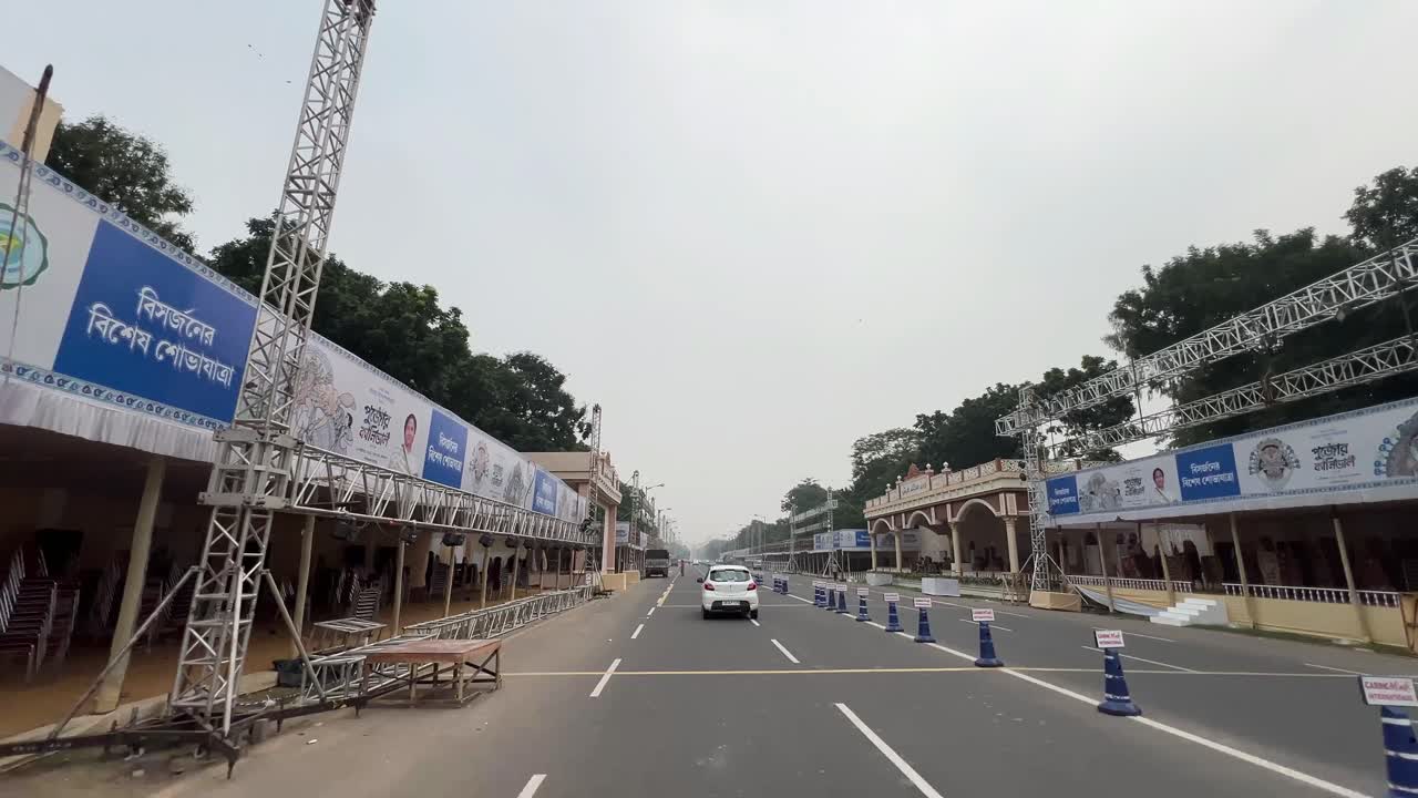Wide shot of Durga Puja Carnival at Red Road Kolkata.
