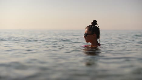 woman swimming in the ocean