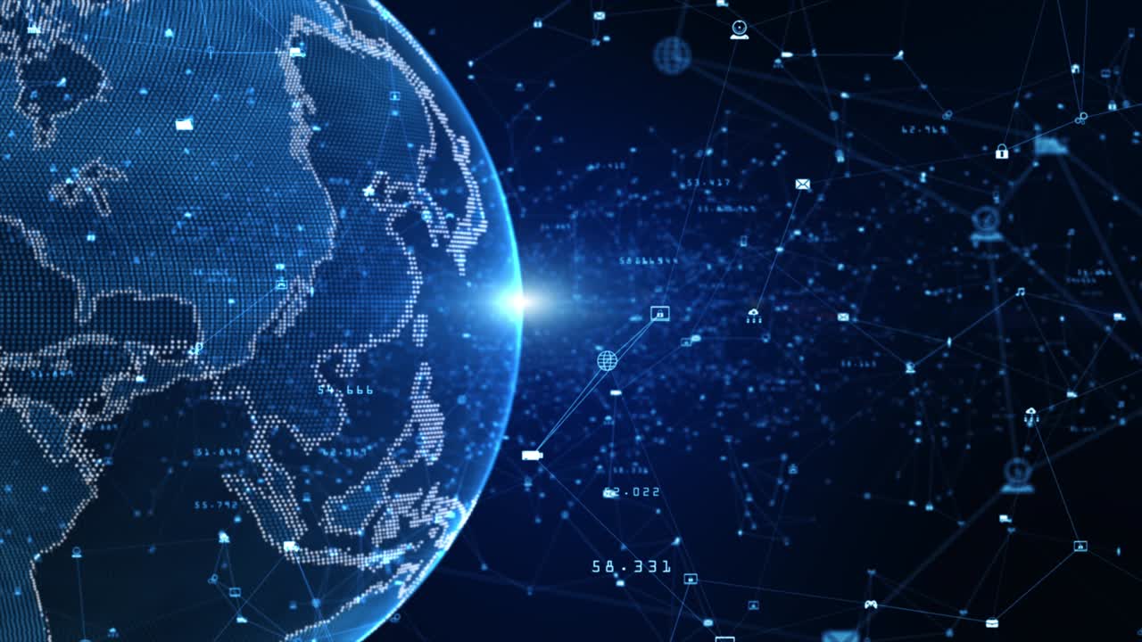 네트워크 데이터 연결 기술, 디지털 데이터 네트워크 및 사이버 보안 개념, nasa에 의해 제공 된 지구 요소