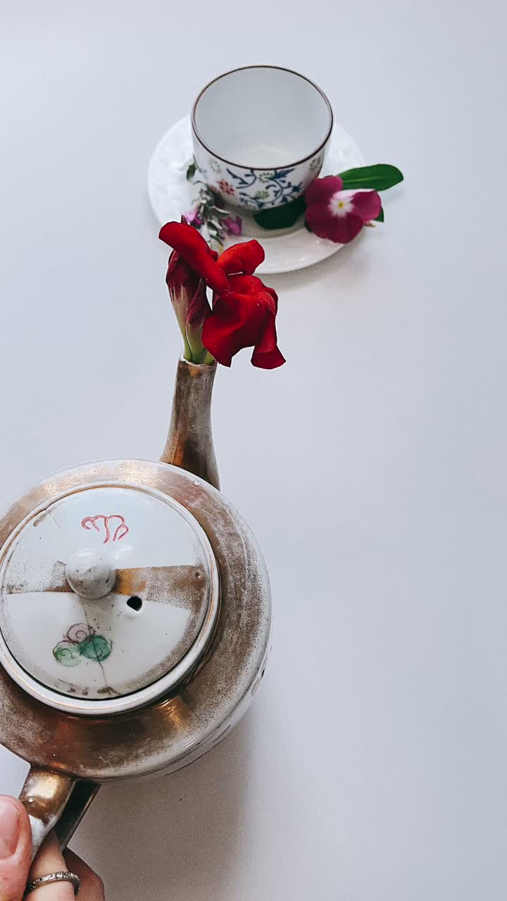 Elegant Tea Set with Flowers