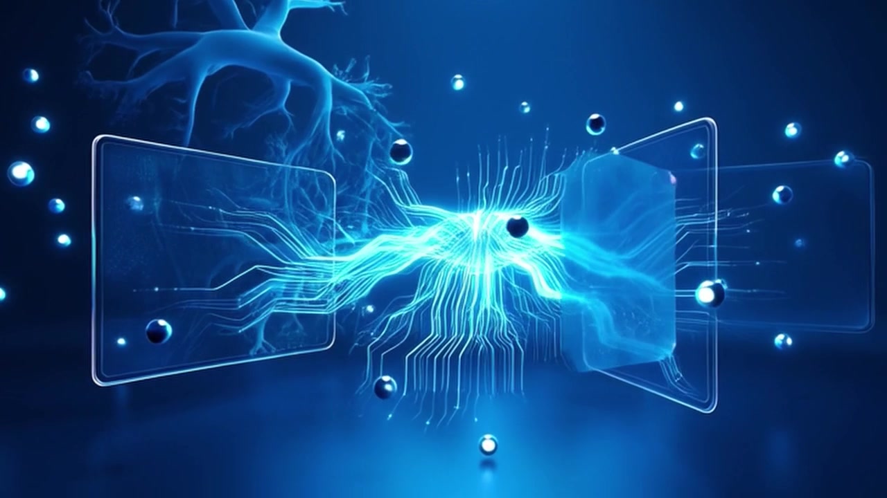 Abstract Digital Neural Network and Data Connectivity Visualization