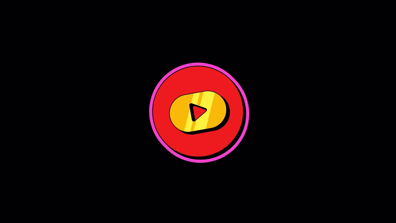 Animated Play Button Icon on Black Background