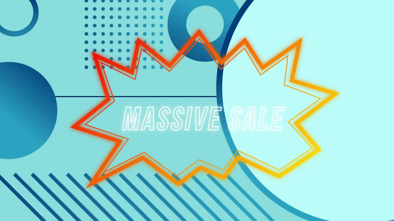 animación de texto de venta masiva en burbuja de habla retro