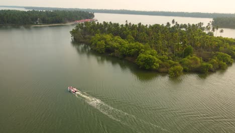 aerial drone shot showcasing the majestic backwaters in udupi and their calm reflections