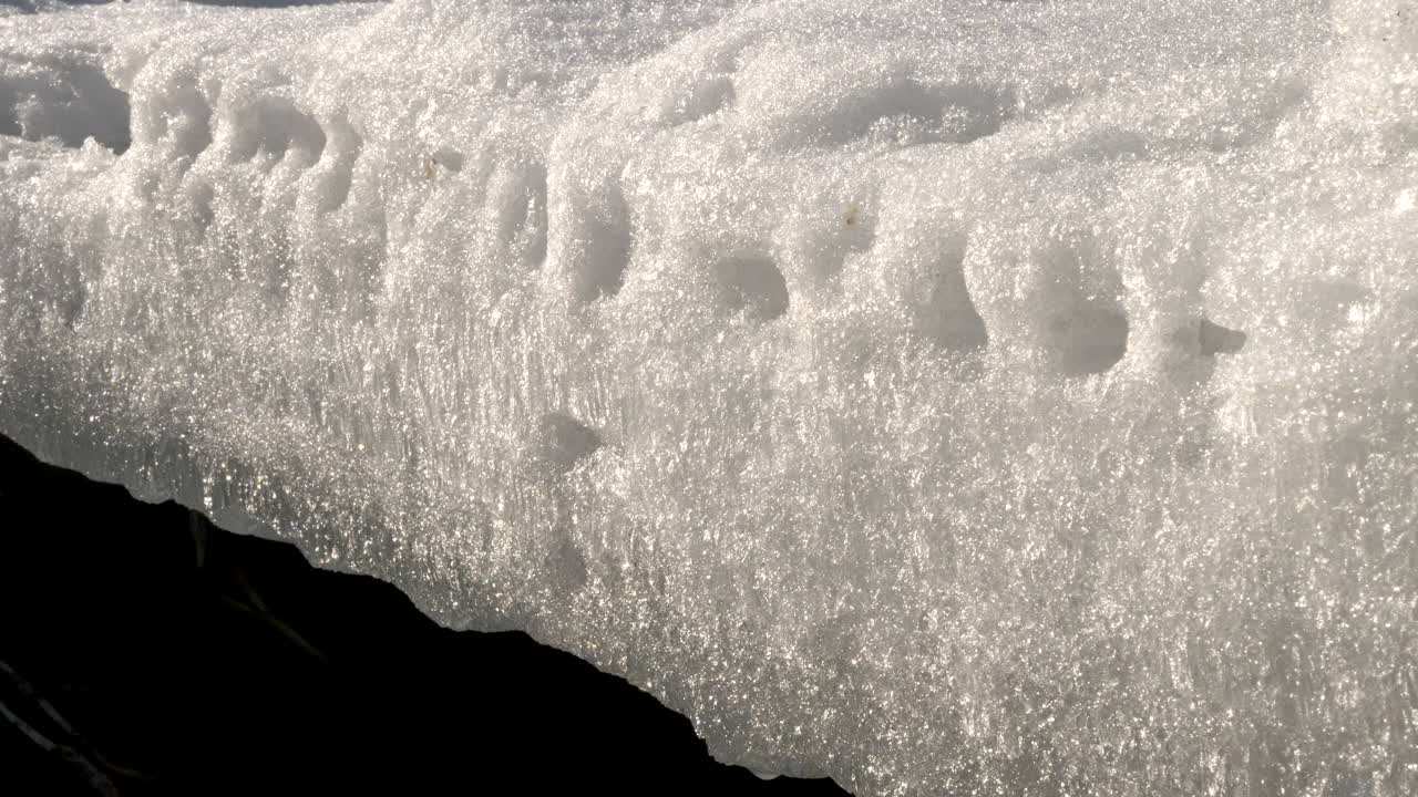 Melting ice shelf by a river.