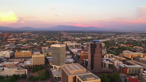 beautiful sunset clouds in the sky over downtown tucson in arizona