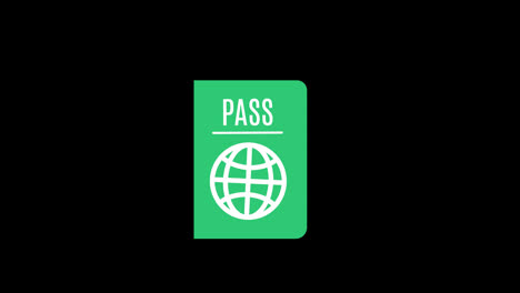 A-green-passport-with-a-globe-icon-concept-loop-animation-video-with-alpha-channel