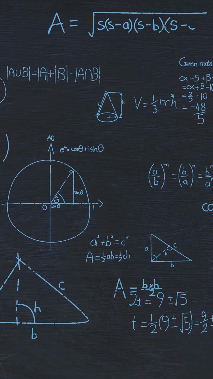 Animazione di elaborazione dati matematici su sfondo nero
