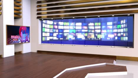 el bucle de noticias del estudio de televisión virtual 3d