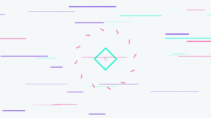 Abstract Motion Graphics with Rotating Geometric Shapes and Horizontal Lines