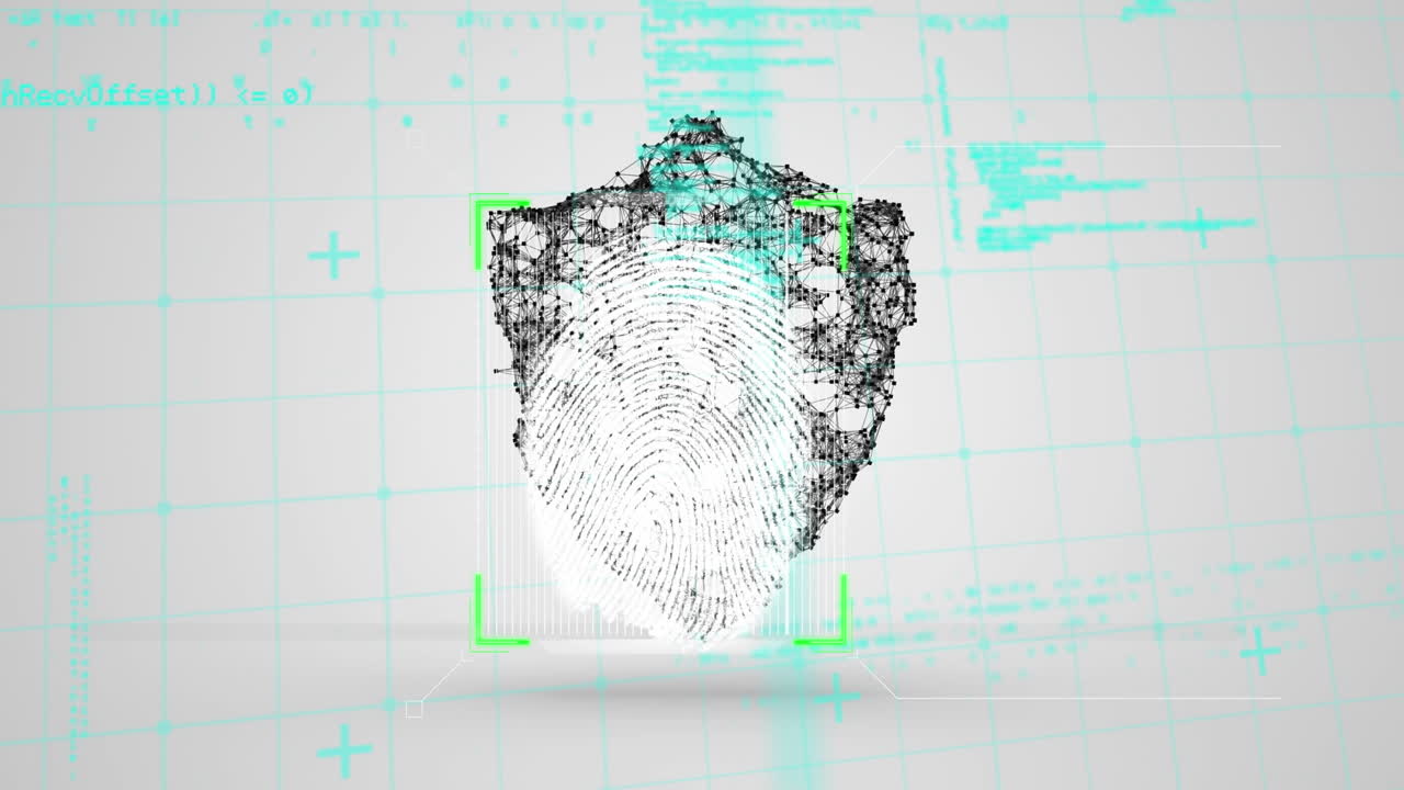 animación del escudo digital sobre el procesamiento de datos sobre fondo blanco