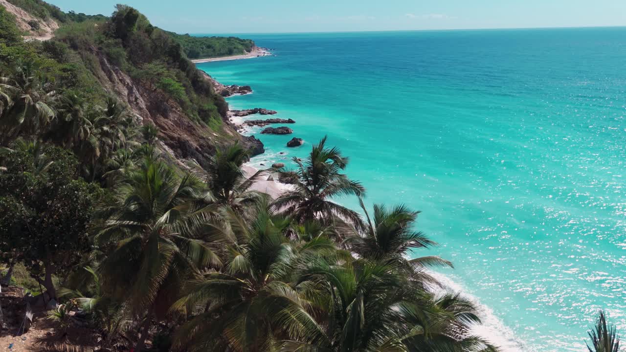 Scenic Barahona Beach In Dominican Republic - Aerial Drone Shot