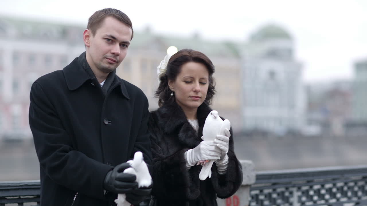 Releasing wedding pigeons
